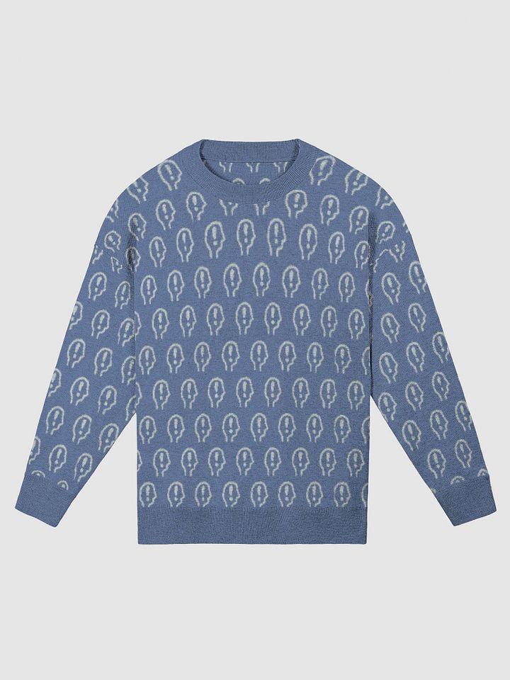 EXCLAIMING MENTALLY (repeating design, duotone blue) relaxed knitwear crewneck product image (3)