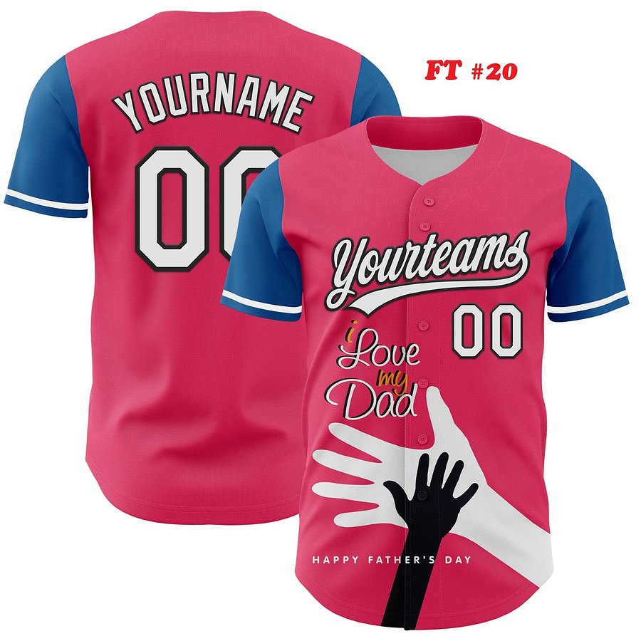 Authentic Baseball Jersey, Custom Baseball Jersey, Personalized Sport Jersey, Colorful, Flowers, Number, Logo, Love, Dad, Father product image (187)