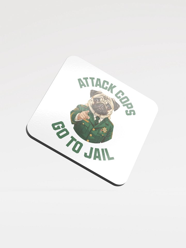 "Attack Cops Go to Jail" coasters - Green ink product image (1)