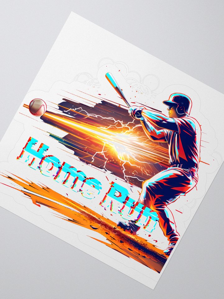 Dynamic Baseball Home Run Art: Glitch-Effect Power Swing Sticker product image (2)