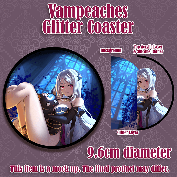 Vampeaches Birthday Glitter Coaster [PREORDER] product image (1)