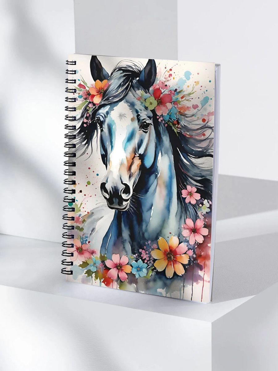 Aged Paint Splatter Floral Horse Spiral Notebook product image (4)