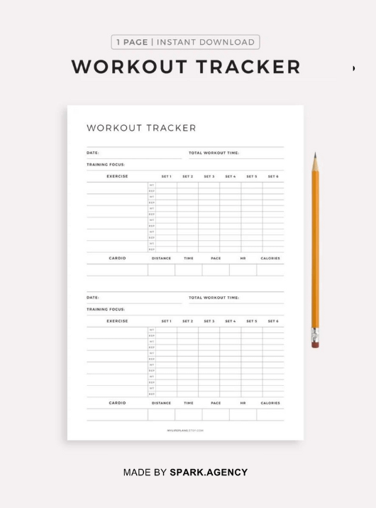 Copy of Cream Minimal Workout Tracker Planner product image (3)