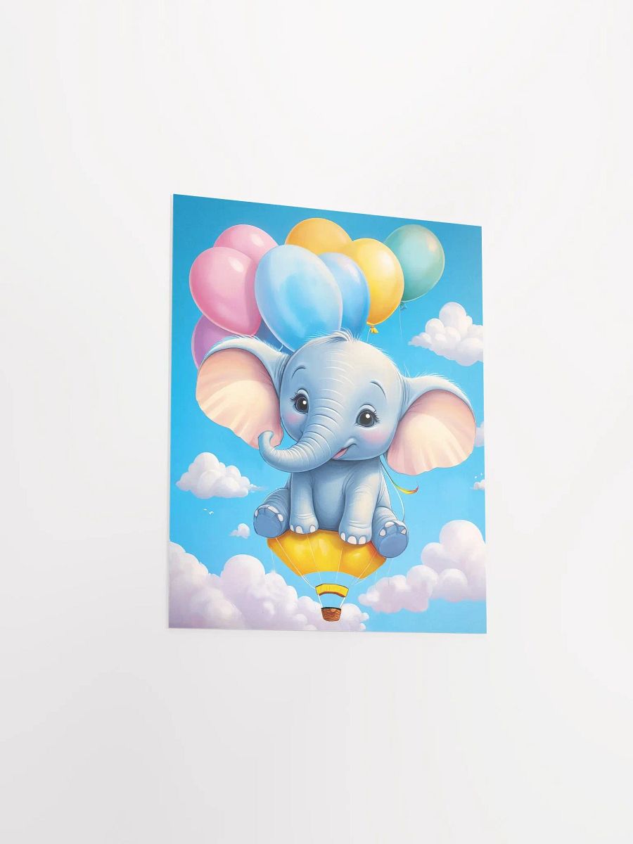 Cheerful Baby Elephant - Poster - Nursery-Kids Room - Small-Standard Sizes - 8x10-11x14-12x16-16x20 Inches product image (11)