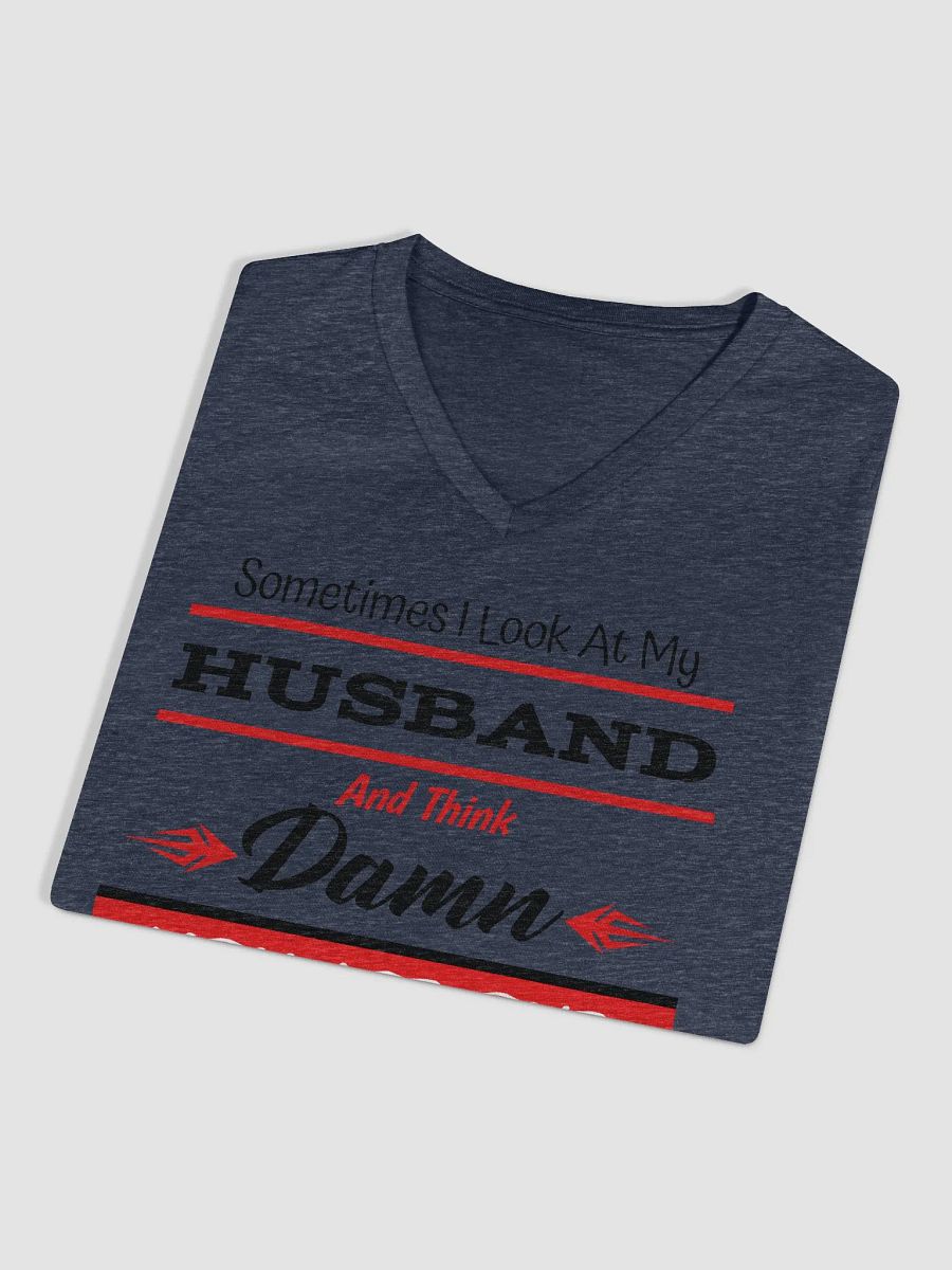 Damn, You are one Lucky Man & A Happy Wife is a Happy Life! V-Neck Tee product image (2)