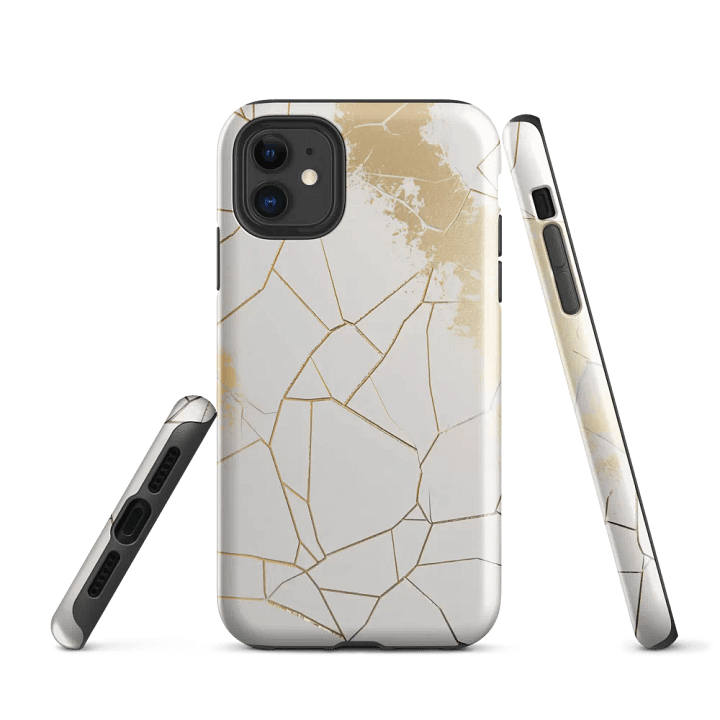 White & Gold Kintsugi Tough iPhone Case product image (1)