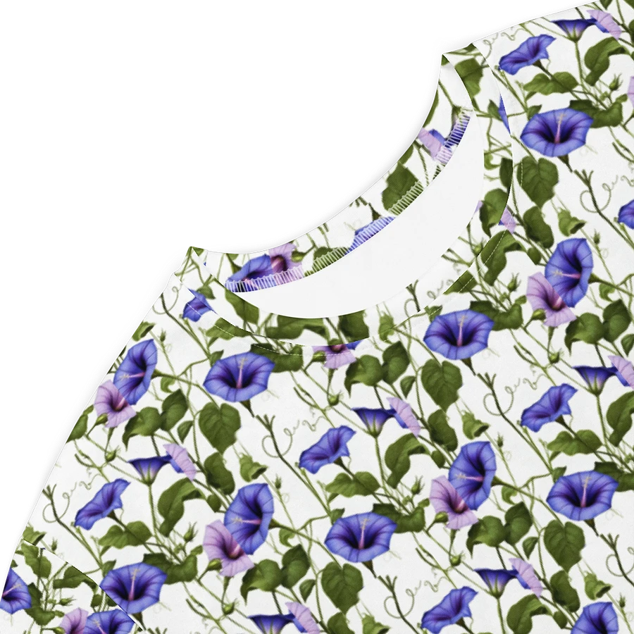 Woman Floral White Seamless T-Shirt Dress | Morning Glory Flower product image (5)