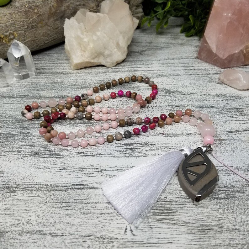 Handcrafted Rose Quartz Mala Necklace product image (3)