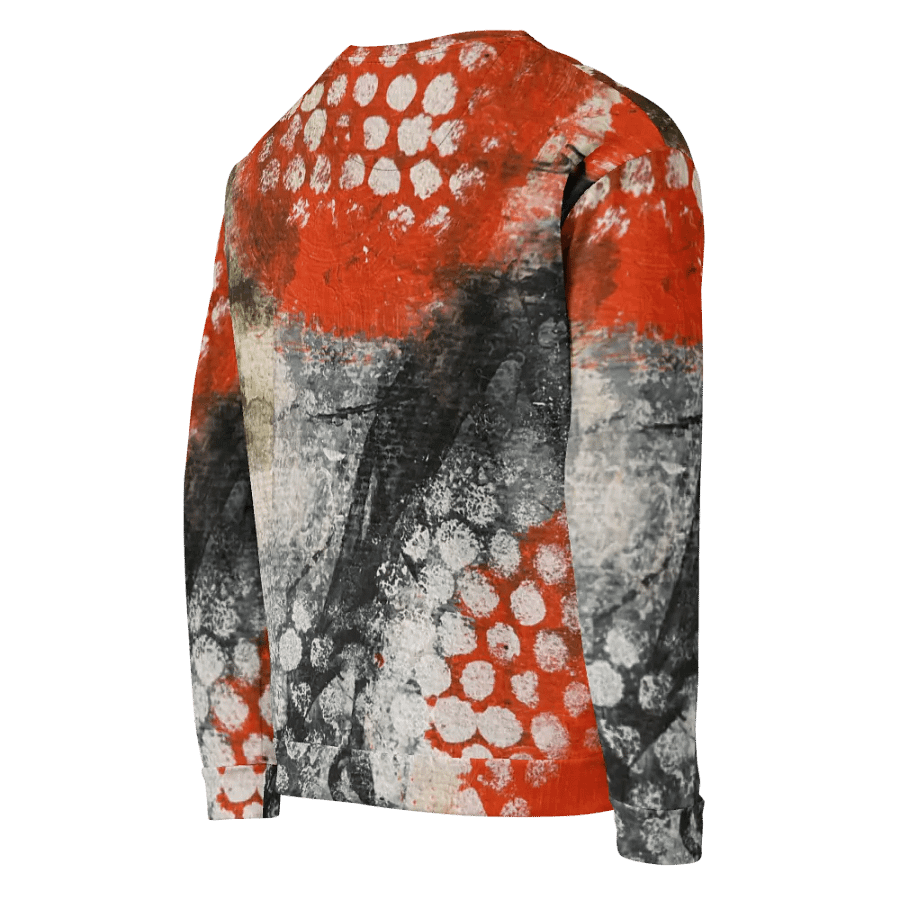 "Bold Abstract Art Sweatshirt – Red, White, and Black Textured Design" product image (6)
