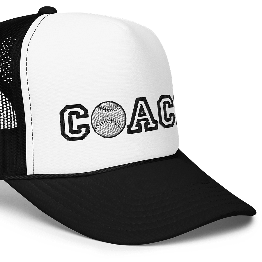 Baseball Coach Foam Trucker Hat – 3D Puff Embroidered Snapback product image (22)