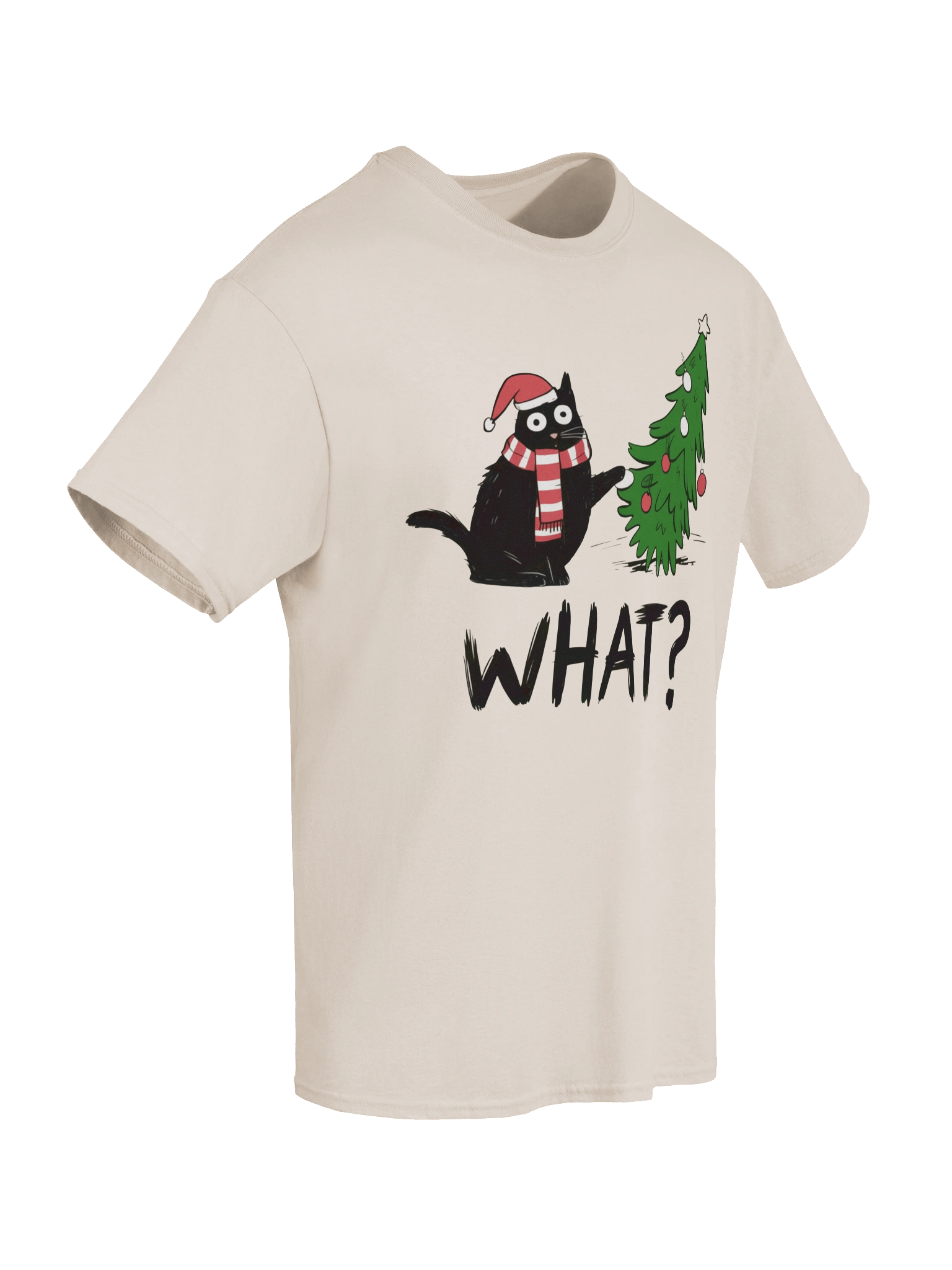 "WHAT?" Funny Cat Christmas Tree T-Shirt product image (2)