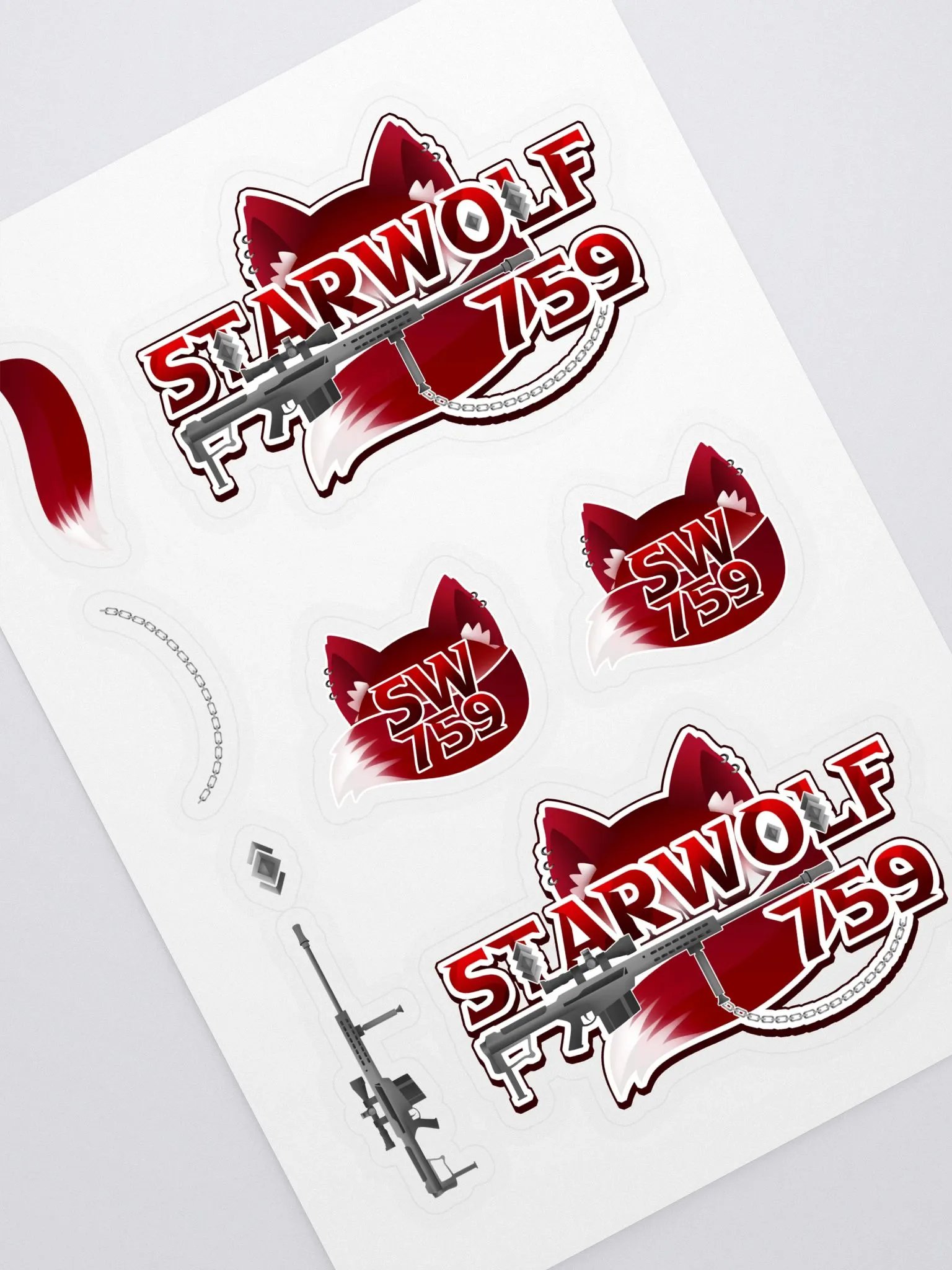 StarWolf759 logo kiss cut sticker sheet product image (1)