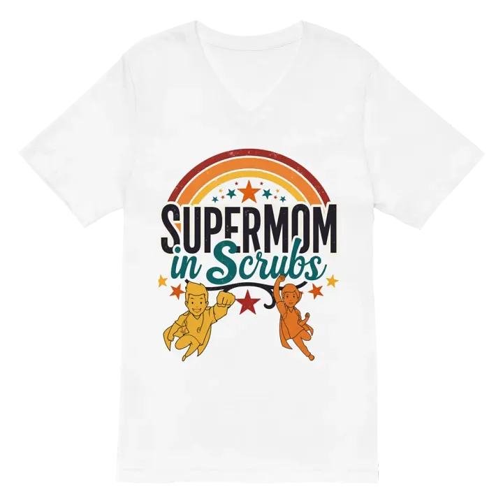 Supermom in Scrubs Rainbow V-Neck Tee product image (2)