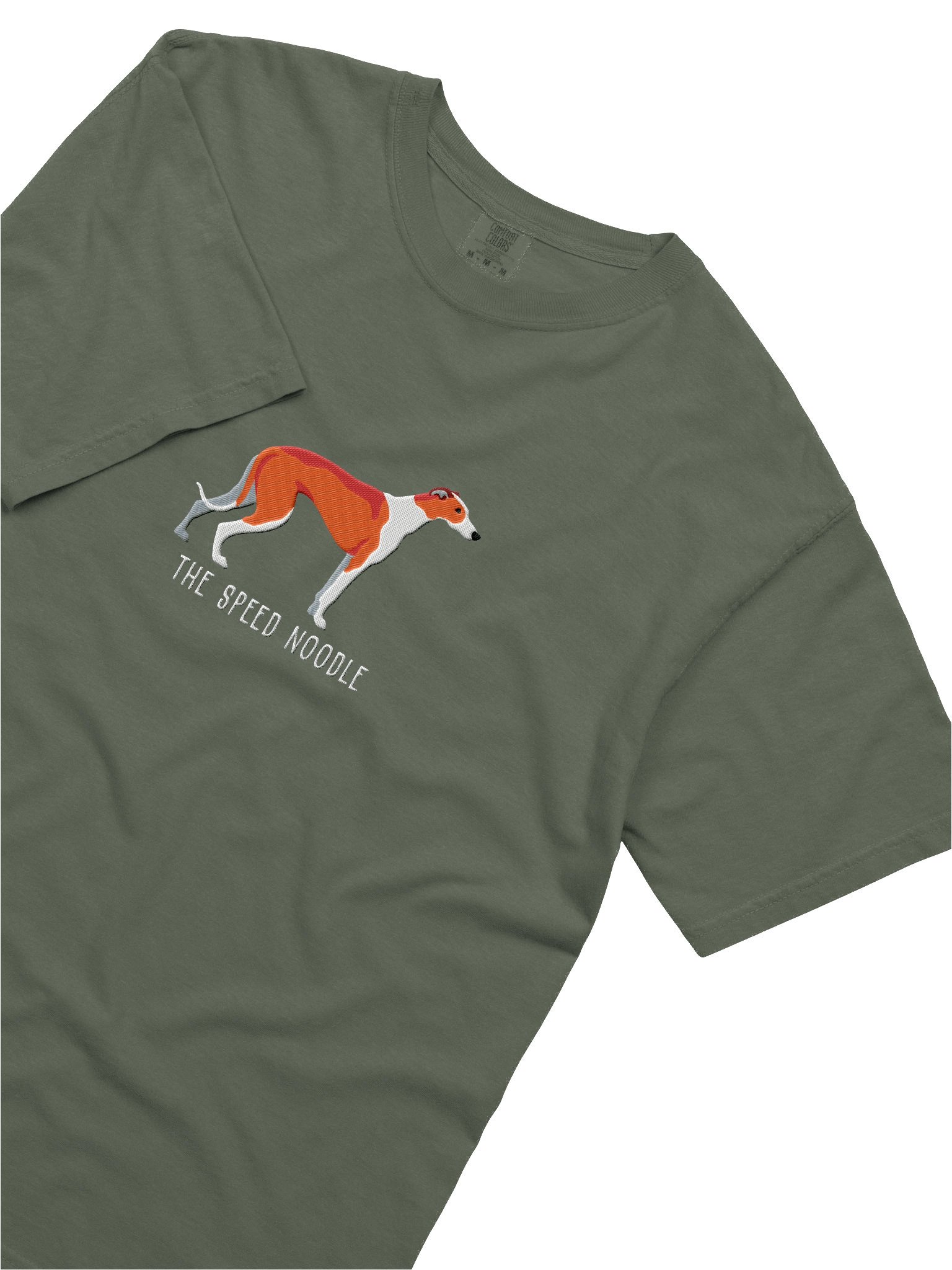 The Speed Noodle T-Shirt(Embroidered) of a Greyhound(Red & White) product image (25)