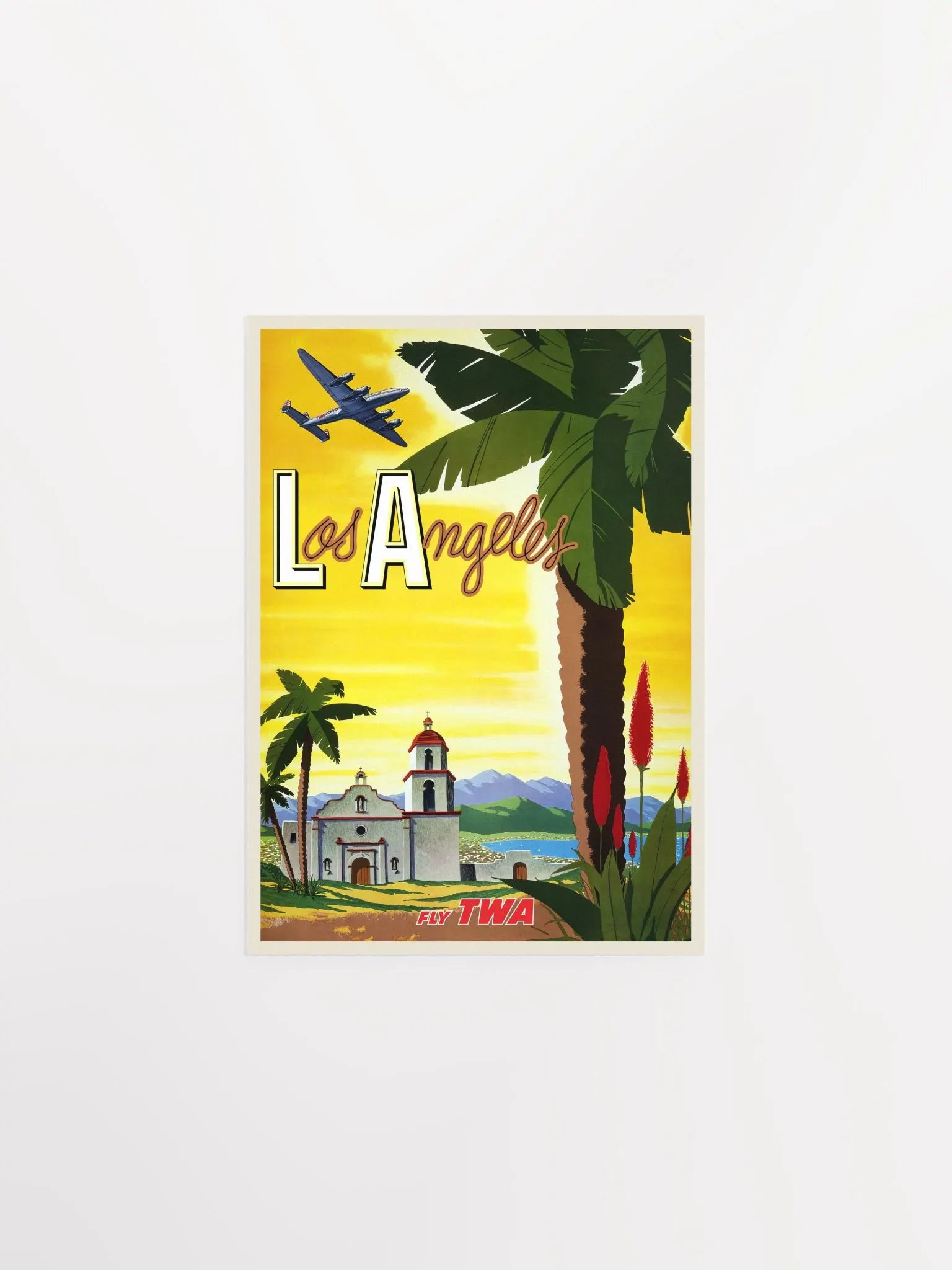 Los Angeles, USA, TWA — retro vintage travel poster, retro travel art, retro travel wall art, beach poster, tropical poster product image (6)