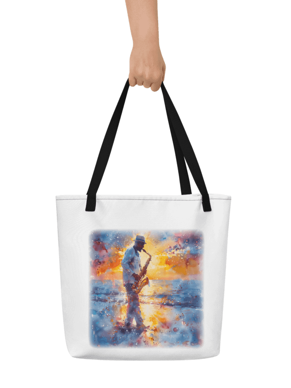 Sax on the beach tote bag with pocket product image (3)