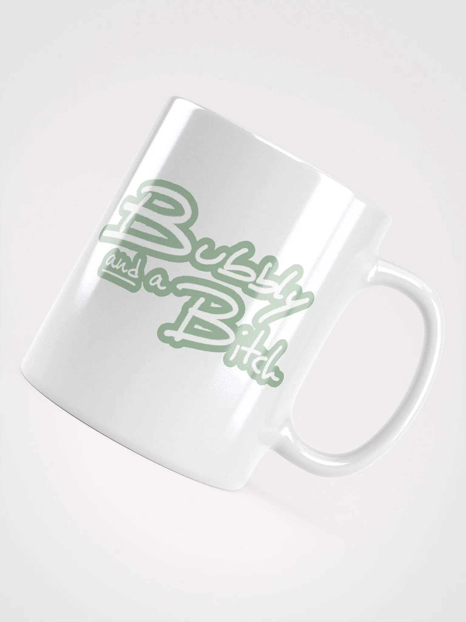 Bubbly and a B*tch (lined design, #96B697) glossy white mug product image (7)