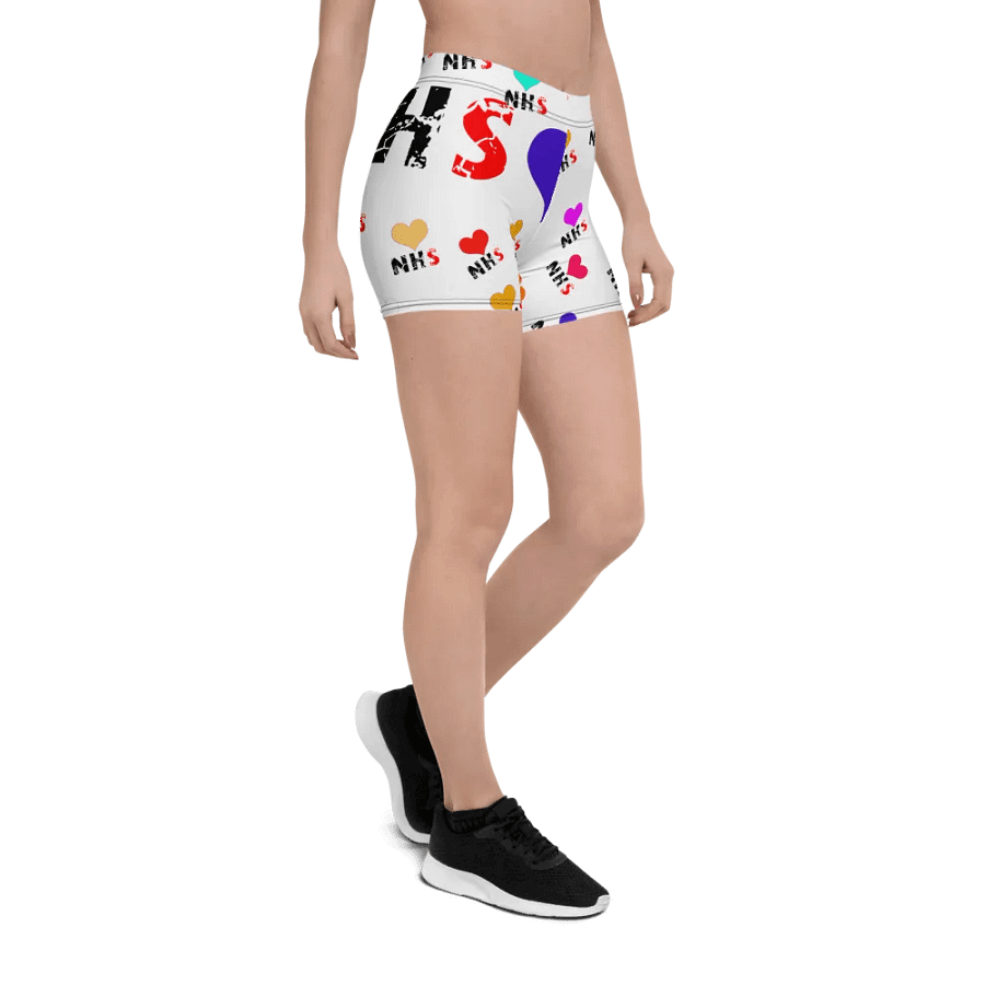 NHS Love Shorts, Colorful NHS Design, Support NHS Apparel, NHS Heart Shorts, Stylish NHS Wear, Bold NHS Fashion product image (6)