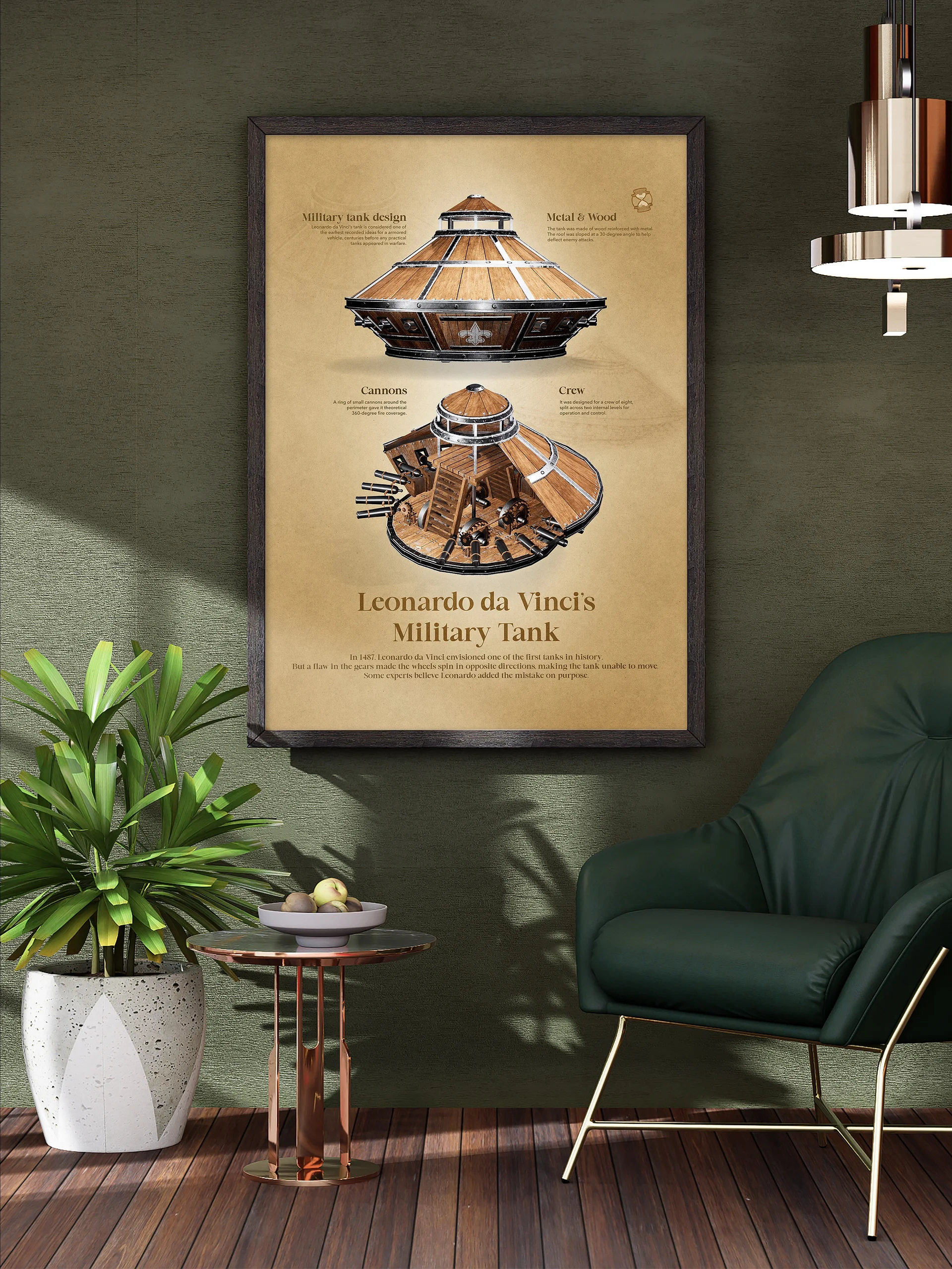 Leonardo da Vinci's Military Tank (Framed Poster) product image (1)