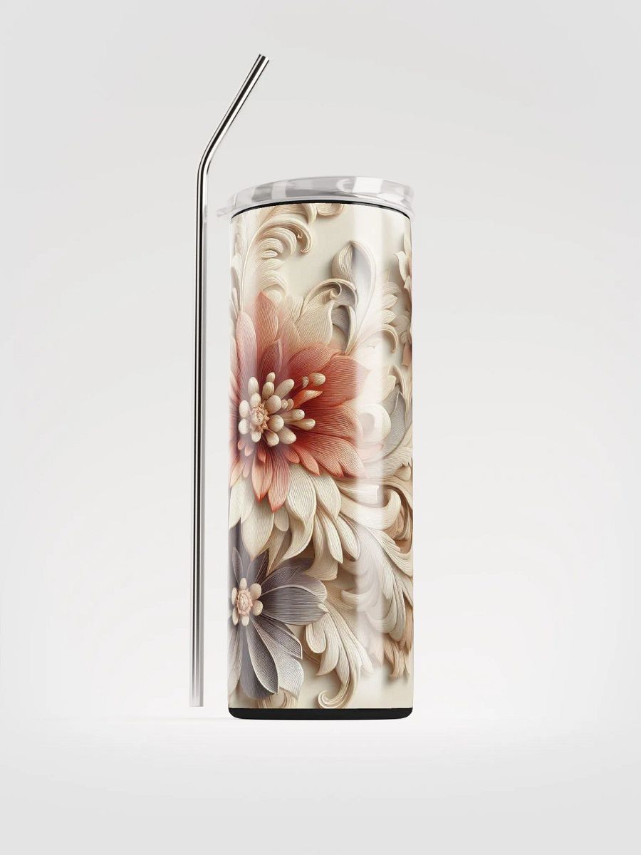 Vintage Floral Embroidered Stainless Steel Tumbler - Sip in Timeless Elegance product image (1)