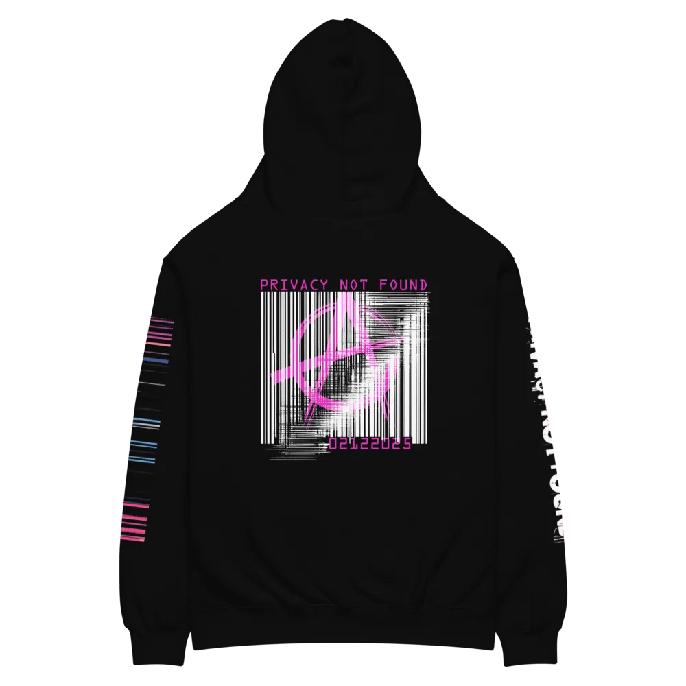 CYBERPUNK GLITCH PUNK UNISEX HOODIE - PRIVACY NOT FOUND, ANARCHIST DYSTOPIAN STREETWEAR product image (6)