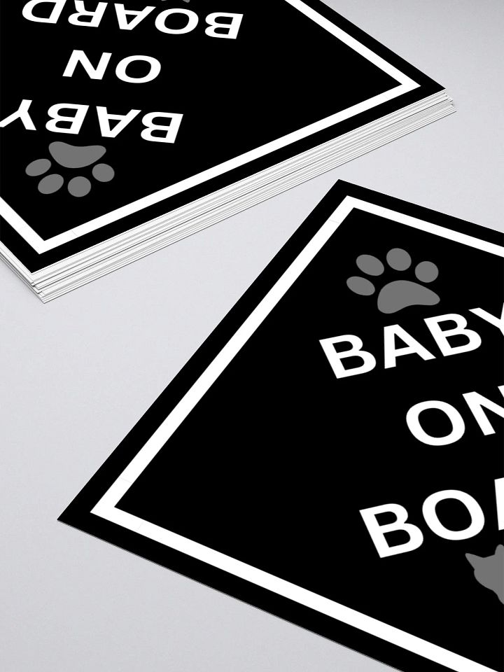 Cat Baby on Board Sticker - Gray on Black product image (2)