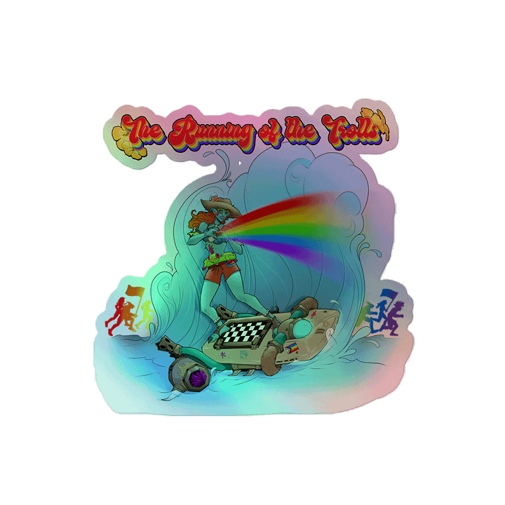 Running of the Trolls Rainbow Holographic Sticker product image (2)
