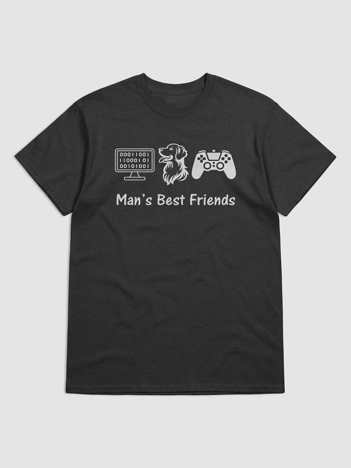 "Man's Best Friends" Funny T-Shirt for Coders, Gamers, and Dog Lovers product image (2)