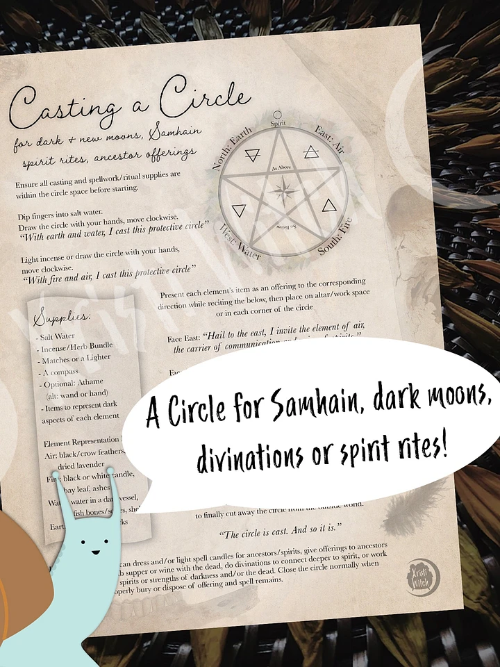Spirit Element Circle Casting Grimoire Page - Digital Download product image (1)