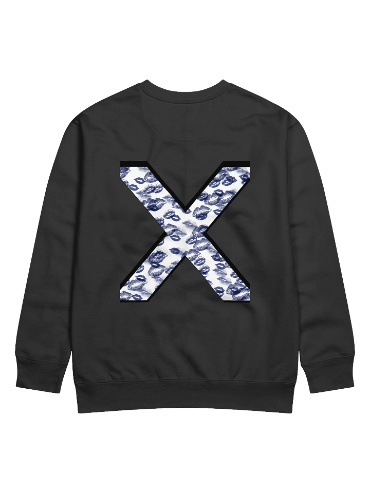 White X Dark Blue Lipstick Kisses | Crewneck product image (1)