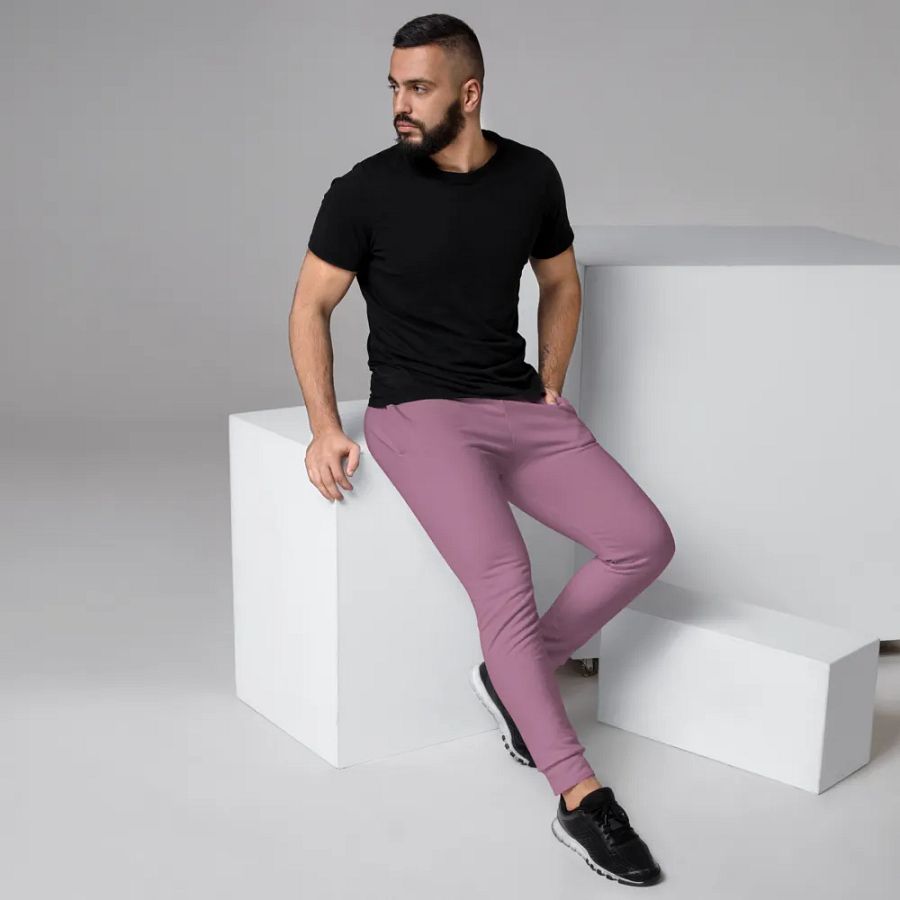 Plain Medium Dark Lilac Purple Soft Summer Recycled Polyester Premium Men's Joggers by Treasure Pie product image (3)