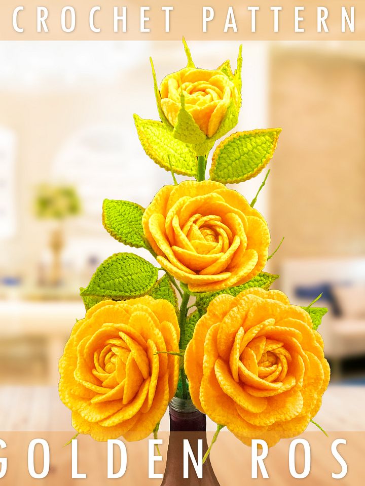 Golden Celebration Rose Crochet Pattern product image (1)