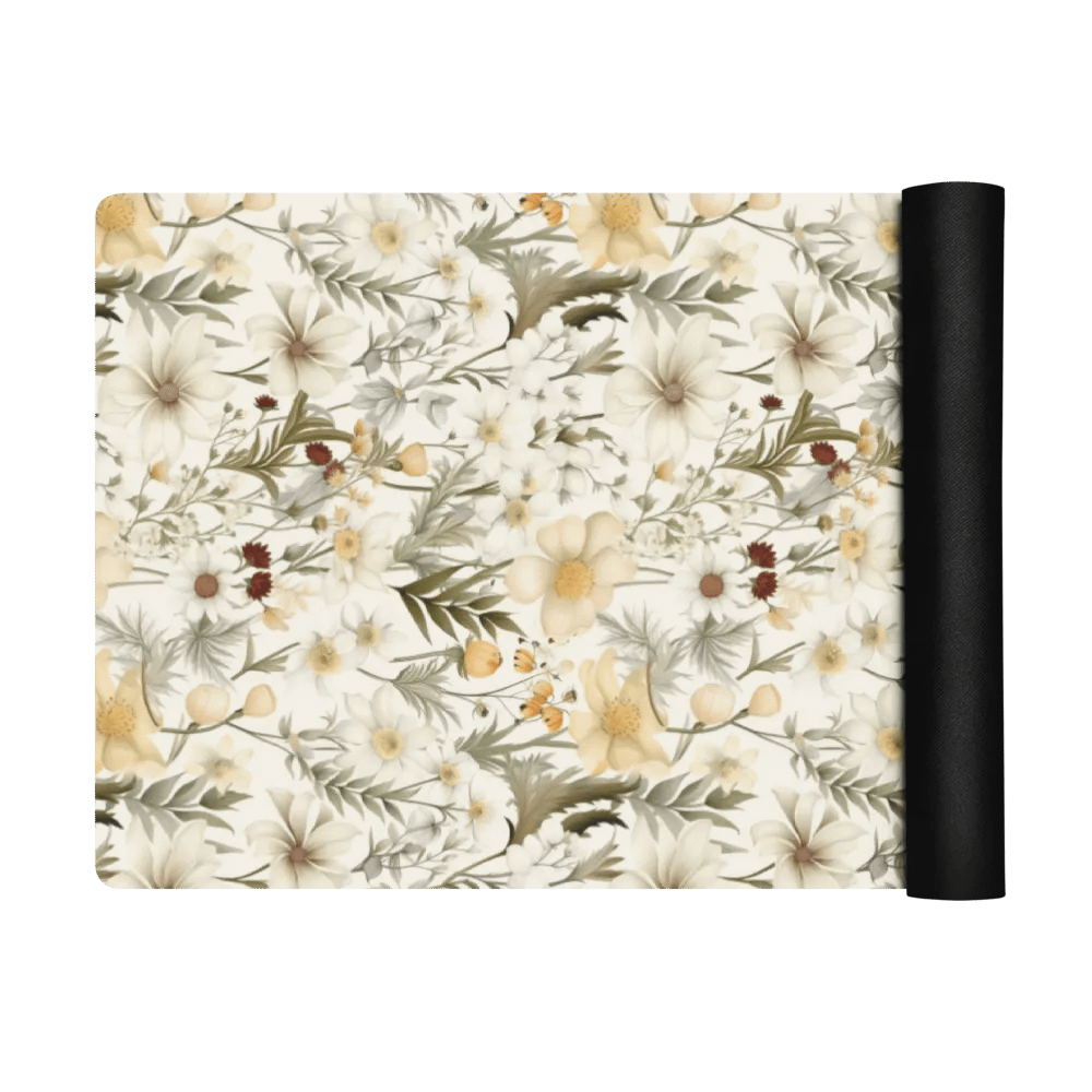 White Floral Yoga Mat by Treasure Pie product image (2)