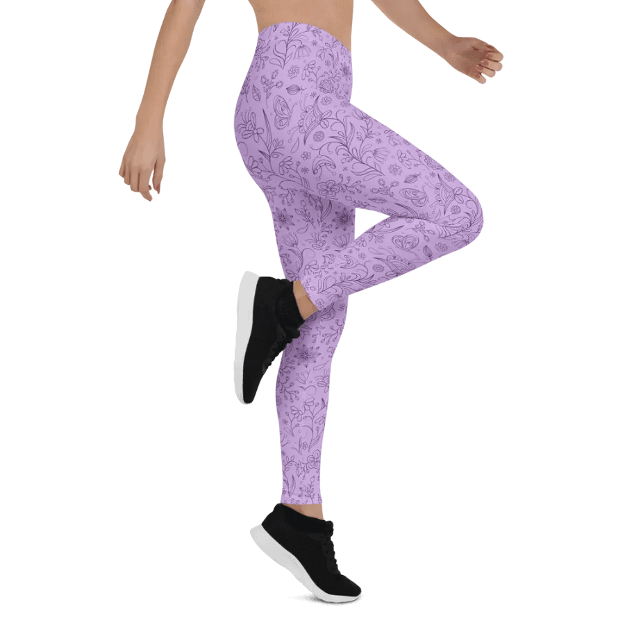 Light Purple Lilac Floral Women's Leggings product image (2)