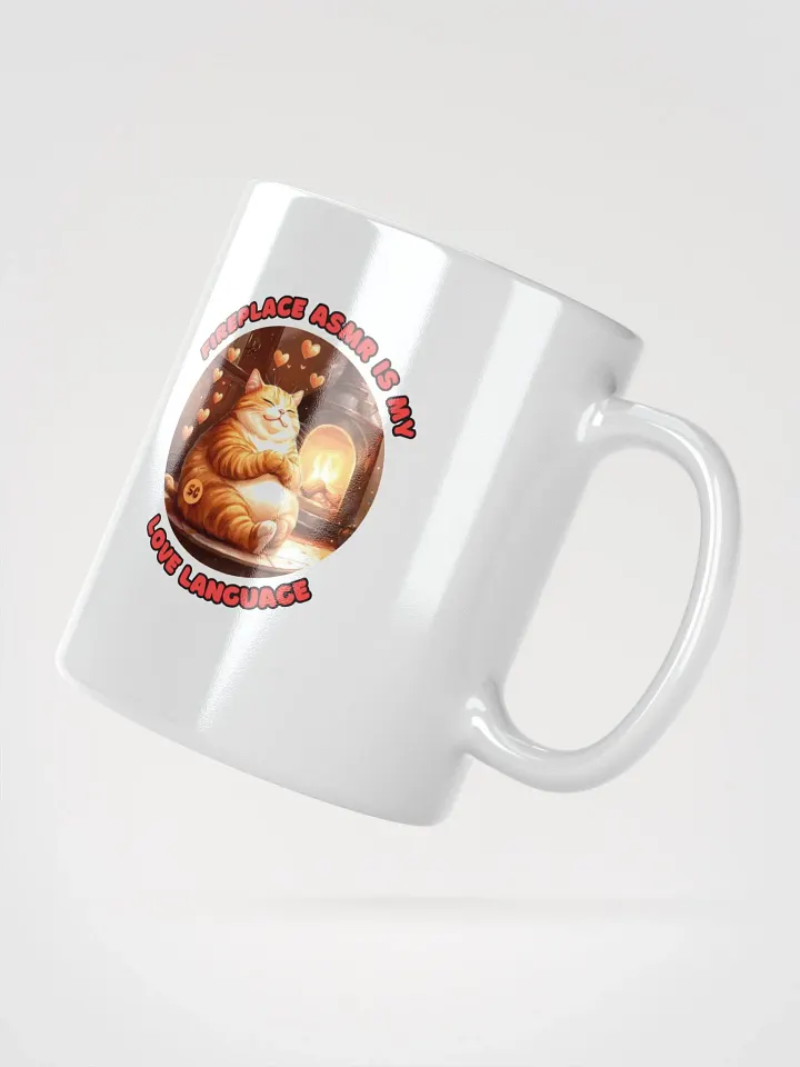 Cozy Cat - Fireplace ASMR is my Love Language | White Glossy Mug product image (5)
