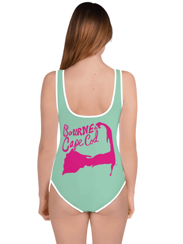 💖Girls' | Youth | BRN.2C.C.™ | Vista Blue Green Swimsuit 👙| Pink Logos product image (4)