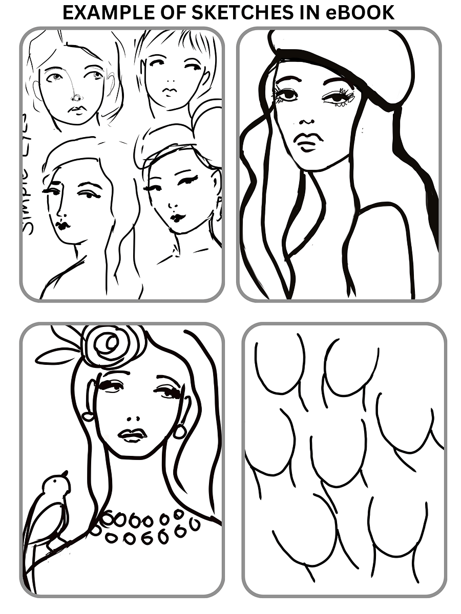 Draw Whimsical Faces EASY! - Step By Step Illustrated Book with Coloring Pages (Downloadable/Printable eBook) product image (3)