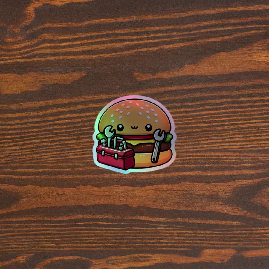 Whimsical Burger Wrench Holographic Sticker Sheet product image (5)