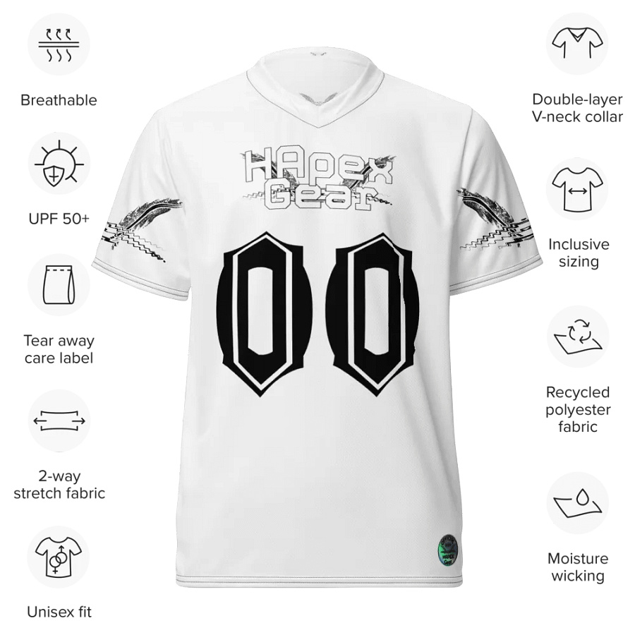 Capital NEFFEX - White - Recycled Unisex Sports Jersey - White HApex Gear Black Logo product image (9)
