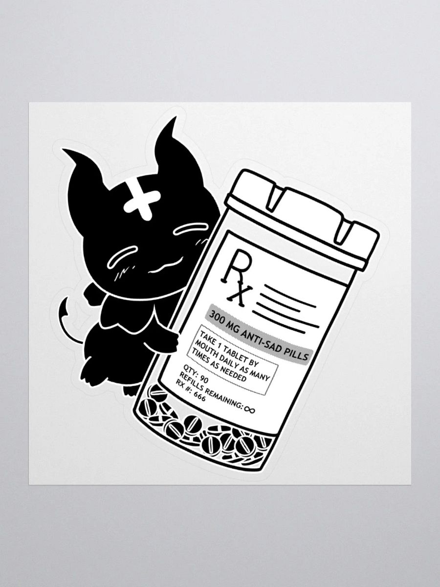 Greeble Anti-Sad Pills Kiss-Cut Sticker (Greyscale) product image (2)