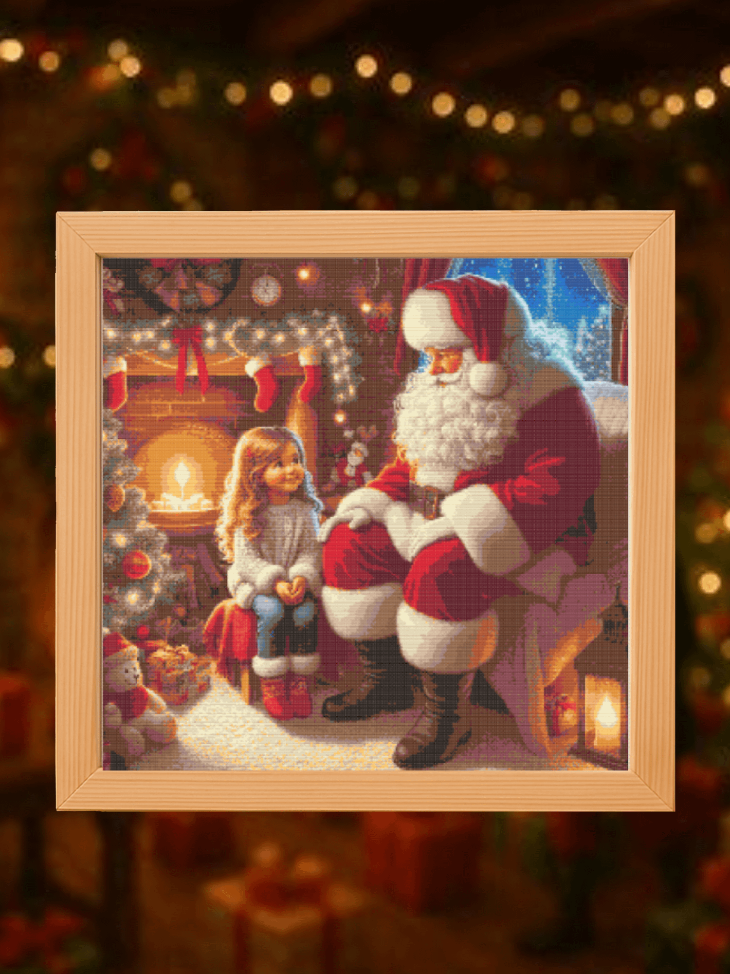 Girl Visits Santa's Grotto Cross Stitch Pattern product image (1)
