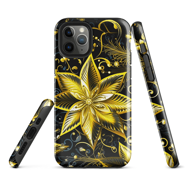 Metallic Gold Flowers Pattern - Luxurious Elegance iPhone Case product image (2)