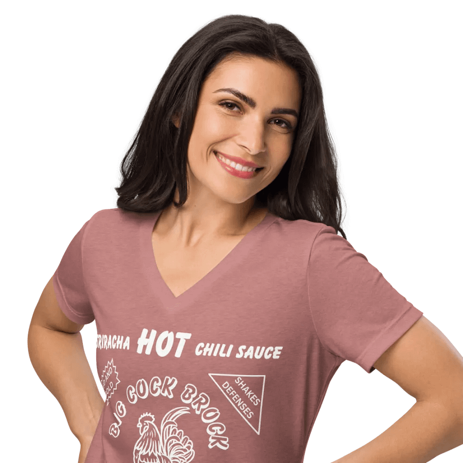 San Francisco Football Sriracha Chili Sauce Label Emblem Women's Relaxed V-Neck Tee Shirt product image (10)
