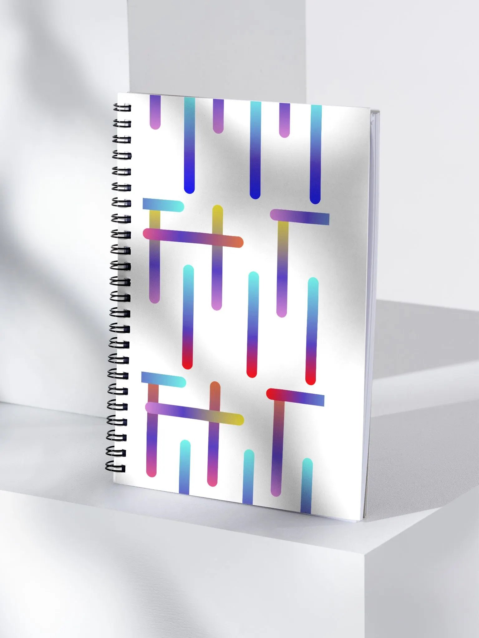 Multi-colored Neon Strips Pattern Spiral Notebook product image (4)