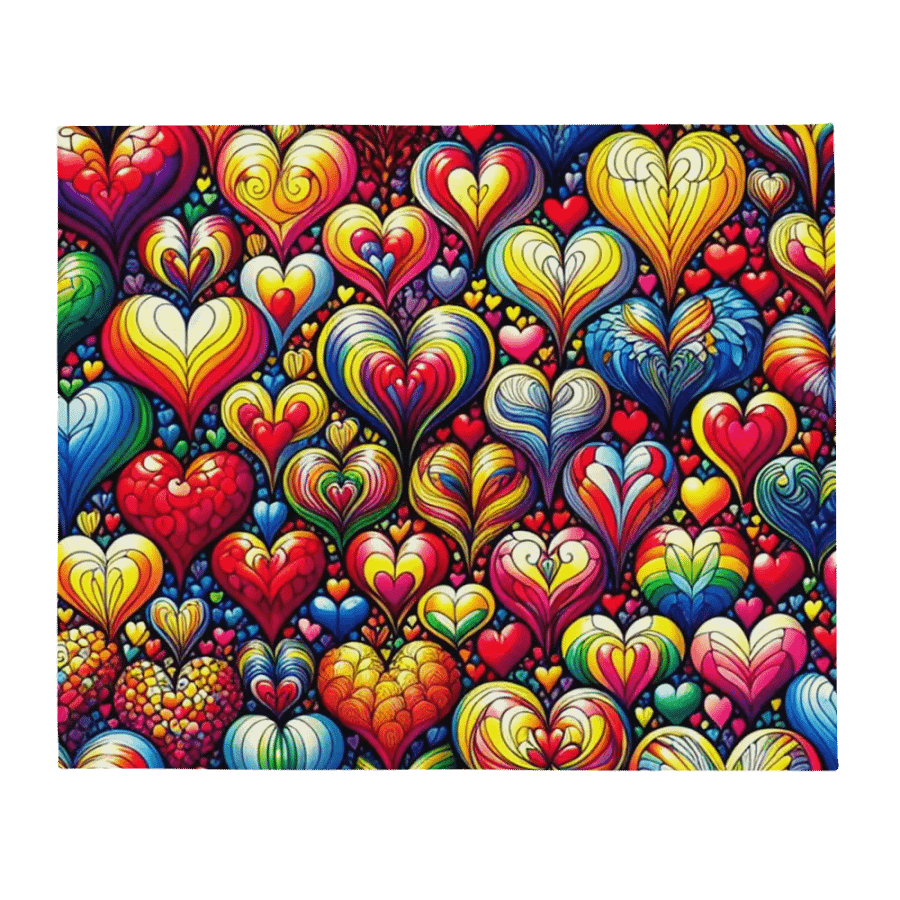 Vibrant Technicolor Hearts Throw Blanket product image (3)