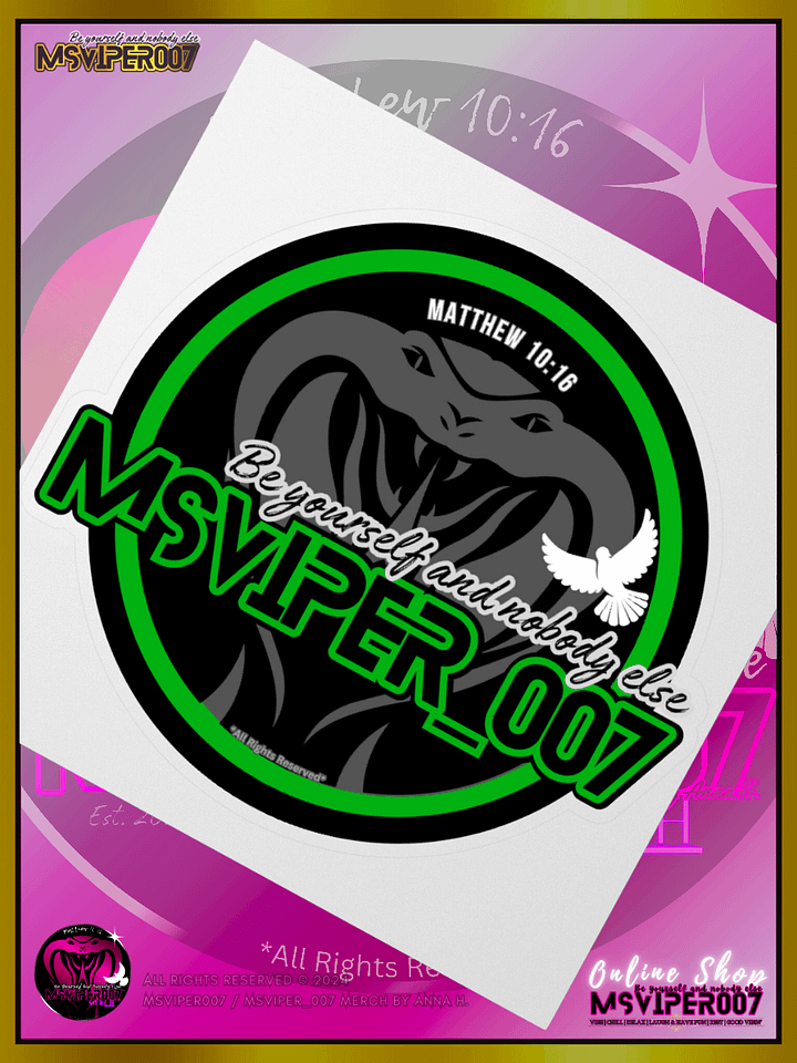 Sticker - "MsViper_007™ Brand Classic" [green/blk emblem] Support&Sport Kiss cut Stickers By Anna H. product image (2)