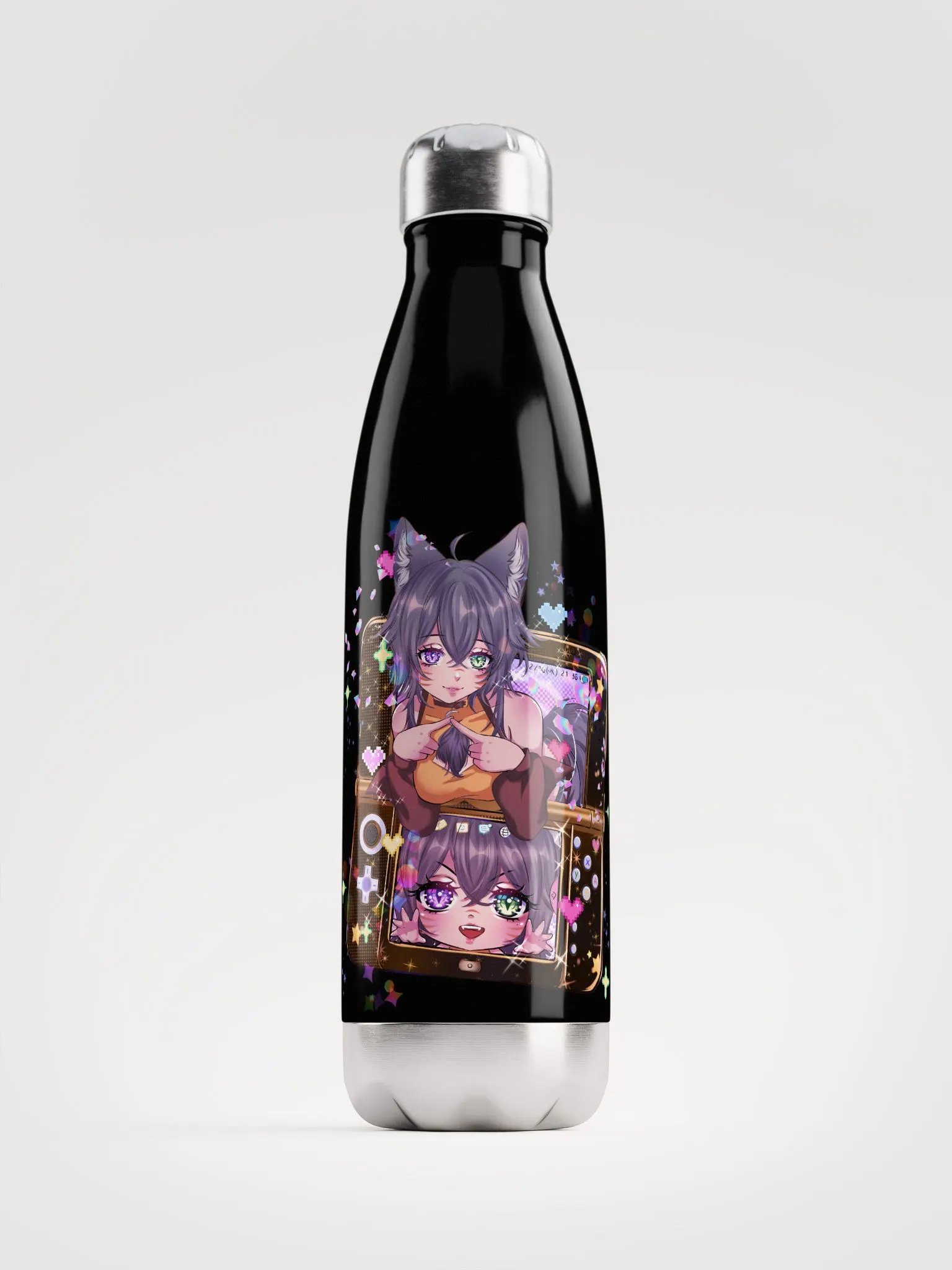 WolfcatRisi Gamer Waifu Stainless Steel Water Bottle product image (1)