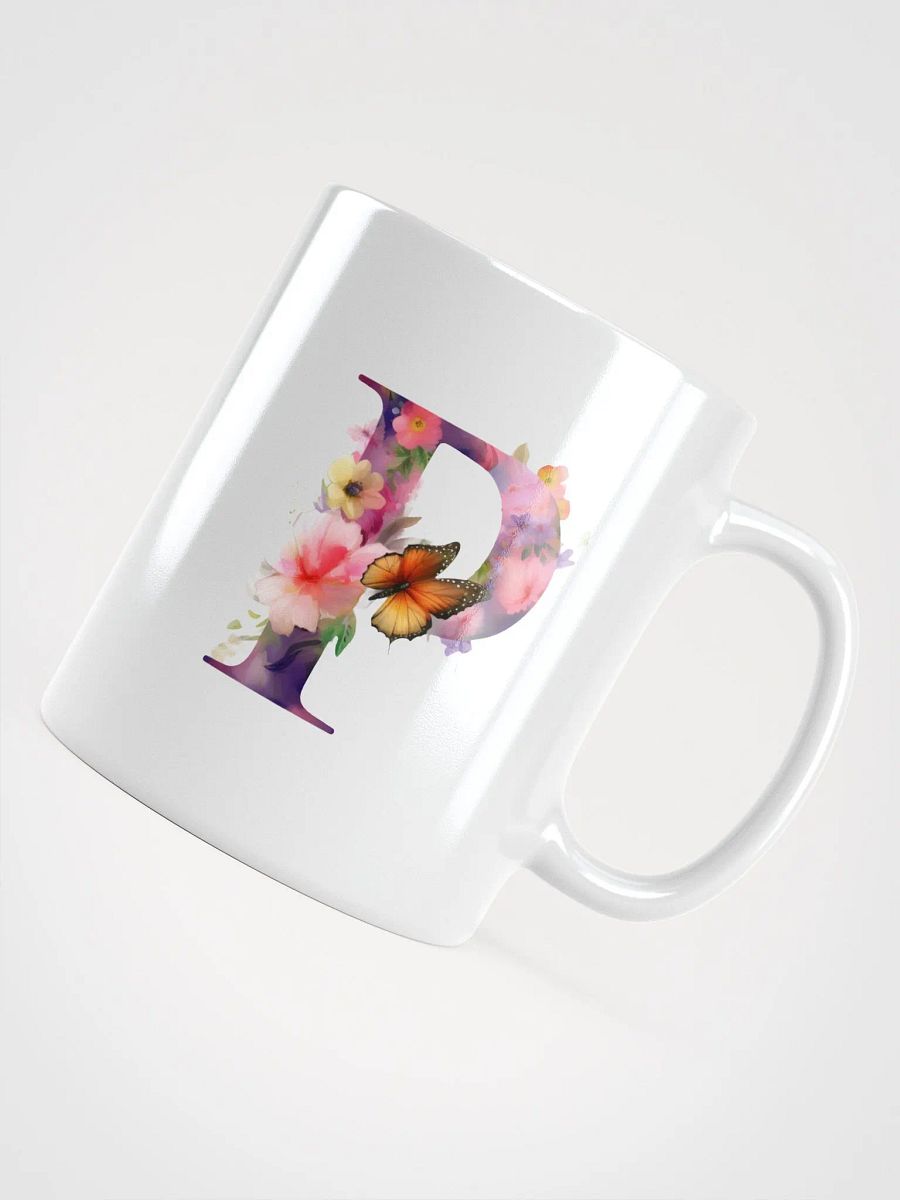 Letter P Monogram Floral Fantasy White Glossy Mug product image (10)