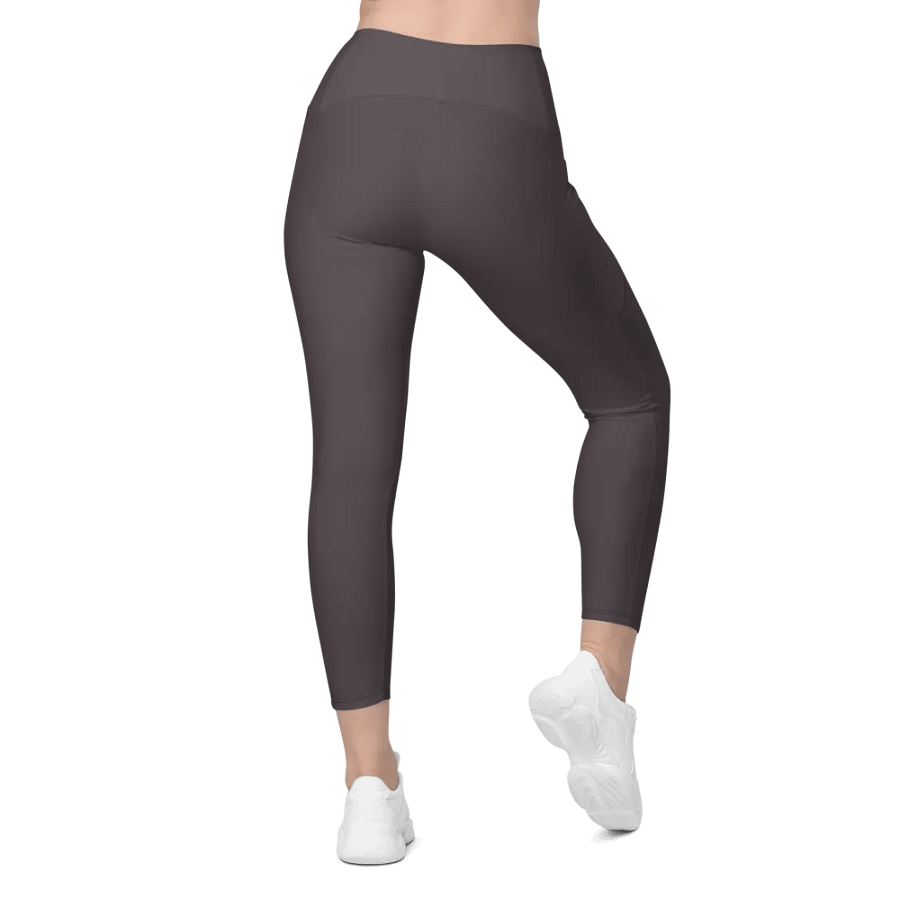 Plain Dark Brown True Summer Women's High Waisted Premium Crossover Leggings with Pockets by Treasure Pie product image (3)