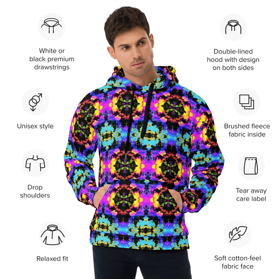 Abstract Neon Melting Daises Unisex Hoodie product image (4)